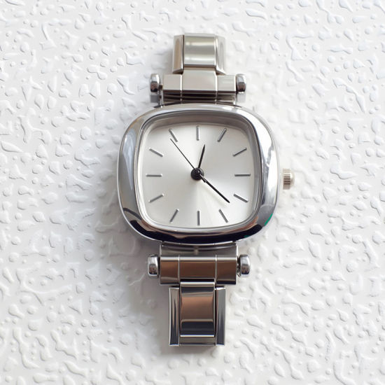 Picture of 1 Piece 304 Stainless Steel Stylish Italian Charm Links Watch Face For DIY Jewelry Making, Square White Silver Tone - Wholesale, 3.5cm