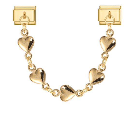 Image de 1 Pièce Chaîne Connectée à Maillons Doubles Italian Charm pour la Fabrication de Bijoux-Montres et Bracelets Modulaires DIY En Gros La Saint Valentin en 304 Acier Inoxydable Doré Cœur Alliage de Zinc Pendentif 10mm x 9mm