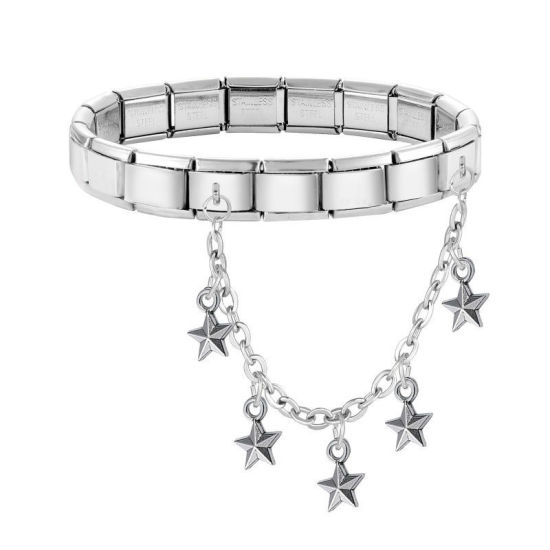 Image de 1 Pièce Chaîne Connectée à Maillons Doubles Italian Charm pour la Fabrication de Bijoux-Montres et Bracelets Modulaires DIY En Gros La Saint Valentin en 304 Acier Inoxydable Doré Cœur Alliage de Zinc Pendentif 10mm x 9mm