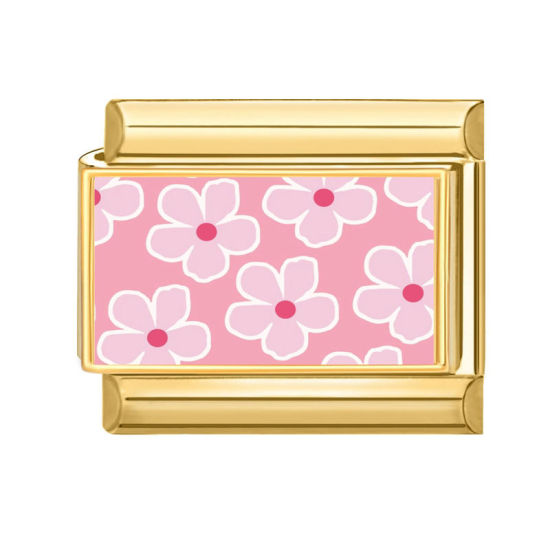 Image de 1 Pièce Bracelet à Maillons Breloques Italiens Accessories de Fabrication de Bracelets Bijoux DIY En Gros Élégant en 304 Acier Inoxydable Doré Rose Rectangle Fleurs 10mm x 9mm