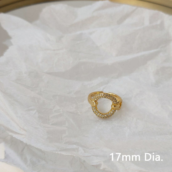 Image de Respectueux de la Nature Exquis Bagues Ouvert Ajoustable Élégant en Laiton & Zirconia Cubique Plaqué Or Véritable 14K Annulaire Pour Femmes 17mm (Taille d'US 6.5), 1 Pièce