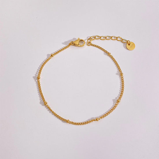 Image de Bracelets En Gros Plaqué Or 18K en 304 Acier Inoxydable, Chaîne Maille Cheval Placage Sous Vide Écologique, Unisexe Élégant Minimaliste Cadeau Fournitures de Bijoux 17cm long, 1 Pièce