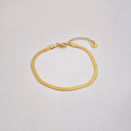 Image de Bracelets En Gros Plaqué Or 18K en 304 Acier Inoxydable, Chaîne Maille Serpent Placage Sous Vide Écologique, Unisexe Élégant Minimaliste Cadeau Fournitures de Bijoux 17cm long, 1 Pièce