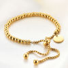 Picture of Eco-friendly Vacuum Plating Simple & Casual Stylish 18K Gold Plated 316L Stainless Steel Link Chain Round Beaded Adjustable Slider/ Slide Bolo Charm Bracelets Unisex Anniversary 16cm - 23cm long, 1 Piece