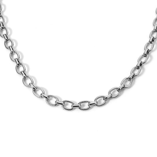 Image de Colliers En Gros Argent Mat en 304 Acier Inoxydable, Chaîne Maille Forçat, Unisexe Respectueux de la Nature Punk Simple & Décontracté Cadeau Bijoux pour Détaillants 40cm long, Taille de la Chaîne: 7mm, 1 Pièce