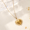 Picture of 1 Piece Eco-friendly PVD Vacuum Plating Bohemia Boho Religious 18K Real Gold Plated 304 Stainless Steel Link Cable Chain Ex Voto Heart Pendant Charm Necklace Unisex Gift 45cm(17.7") + 5cm(2") long