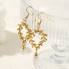 Picture of 1 Pair Eco-friendly PVD Vacuum Plating Stylish Exquisite 18K Real Gold Plated White 304 Stainless Steel & Natural Pearl Leaf Earrings For Women Gift 6.6cm x 2.3cm, Post/ Wire Size: 0.7mm(21 gauge)