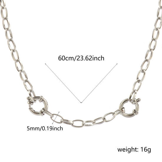 卸売り 小豆チェーン・あづきチェーン ペンダントホルダーネックレス、 シルバートーン 304ステンレス鋼、 ユニセックス エコフレンドリー 素敵 シンプルでカジュアル プレゼント小売宝飾 60cm長さ、 チェーンサイズ: 5mm、 1 本 の画像