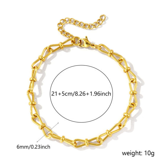 卸売り 304ステンレス鋼 8シェイプチェーン アンクレット、 18Kゴールドメッキ エコフレンドリー、 レディース シンプル ファッション おしゃれ プレゼント宝飾の供給 21cm長さ、 チェーンサイズ: 6mm、 1 本 の画像