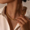 Picture of Wholesale Link Cable Chain Necklace, 18K Gold Plated 304 Stainless Steel, Women's Eco-friendly PVD Stylish Minimalist Gift Jewelry For Retailer, 40cm(15.7") + 5cm(2") long, Chain Size: 6.5mm, 1 Piece