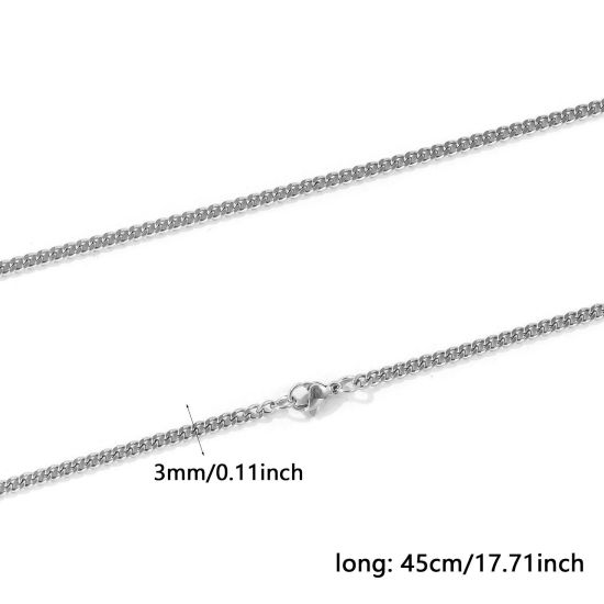 卸売り 喜平チェーン ネックレス、 シルバートーン 304ステンレス鋼、 レディース エコフレンドリー シンプル ファッション おしゃれ プレゼント小売宝飾 45cm長さ、 1 本 の画像