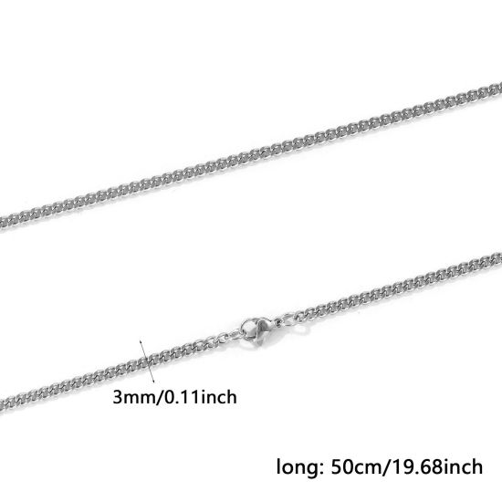 卸売り 喜平チェーン ネックレス、 シルバートーン 304ステンレス鋼、 レディース エコフレンドリー シンプル ファッション おしゃれ プレゼント小売宝飾 50cm長さ、 1 本 の画像