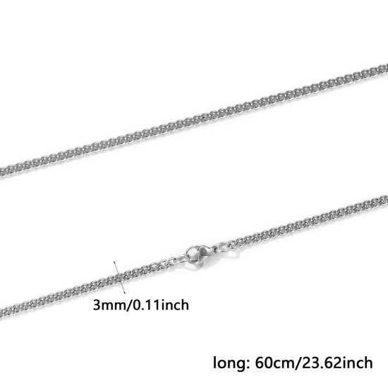 卸売り 喜平チェーン ネックレス、 シルバートーン 304ステンレス鋼、 レディース エコフレンドリー シンプル ファッション おしゃれ プレゼント小売宝飾 60cm長さ、 1 本 の画像