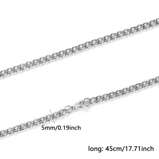 卸売り 喜平チェーン ネックレス、 シルバートーン 304ステンレス鋼、 レディース エコフレンドリー シンプル ファッション おしゃれ プレゼント小売宝飾 45cm長さ、 1 本 の画像