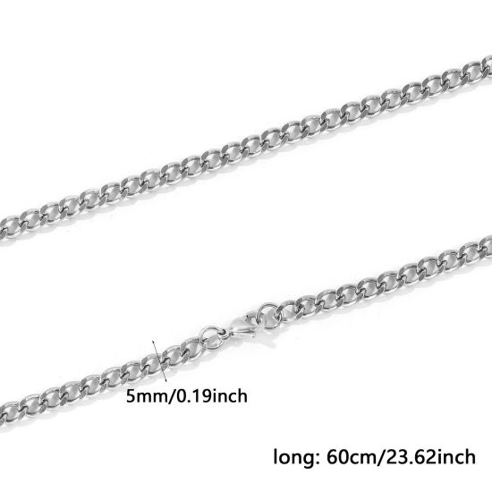 卸売り 喜平チェーン ネックレス、 シルバートーン 304ステンレス鋼、 レディース エコフレンドリー シンプル ファッション おしゃれ プレゼント小売宝飾 60cm長さ、 1 本 の画像