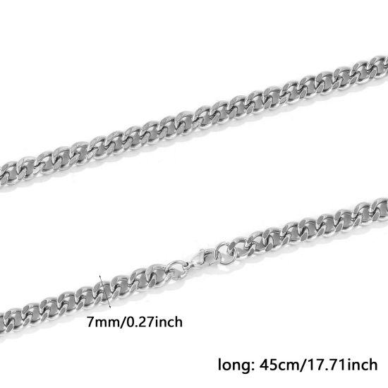 卸売り 喜平チェーン ネックレス、 シルバートーン 304ステンレス鋼、 レディース エコフレンドリー シンプル ファッション おしゃれ プレゼント小売宝飾 45cm長さ、 1 本 の画像