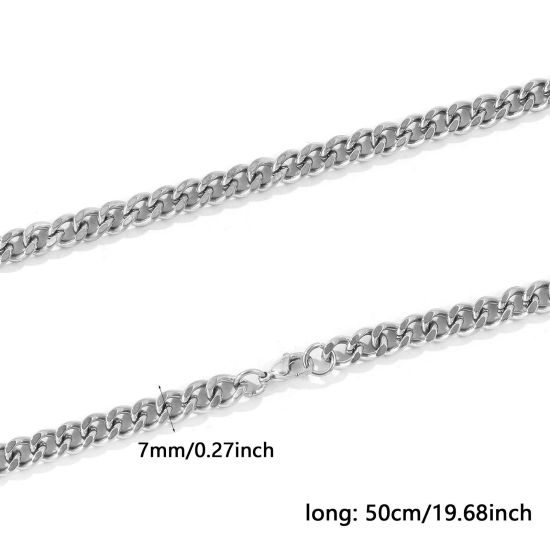 卸売り 喜平チェーン ネックレス、 シルバートーン 304ステンレス鋼、 レディース エコフレンドリー シンプル ファッション おしゃれ プレゼント小売宝飾 50cm長さ、 1 本 の画像