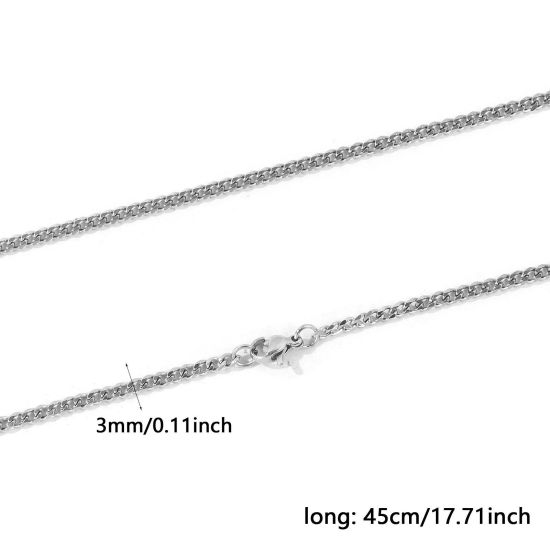 卸売り 喜平チェーン ネックレス、 シルバートーン 304ステンレス鋼、 レディース エコフレンドリー シンプル ファッション おしゃれ プレゼント小売宝飾 45cm長さ、 1 本 の画像