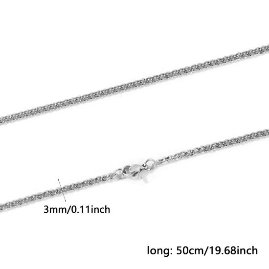 卸売り 喜平チェーン ネックレス、 シルバートーン 304ステンレス鋼、 レディース エコフレンドリー シンプル ファッション おしゃれ プレゼント小売宝飾 50cm長さ、 1 本 の画像