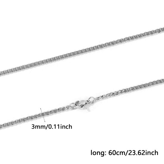 卸売り 喜平チェーン ネックレス、 シルバートーン 304ステンレス鋼、 レディース エコフレンドリー シンプル ファッション おしゃれ プレゼント小売宝飾 60cm長さ、 1 本 の画像