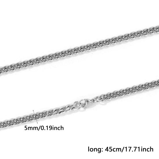 卸売り 喜平チェーン ネックレス、 シルバートーン 304ステンレス鋼、 レディース エコフレンドリー シンプル ファッション おしゃれ プレゼント小売宝飾 45cm長さ、 1 本 の画像