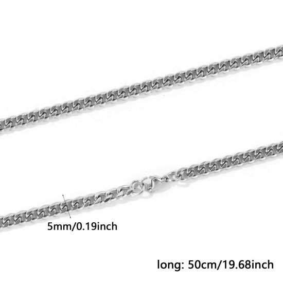 卸売り 喜平チェーン ネックレス、 シルバートーン 304ステンレス鋼、 レディース エコフレンドリー シンプル ファッション おしゃれ プレゼント小売宝飾 50cm長さ、 1 本 の画像