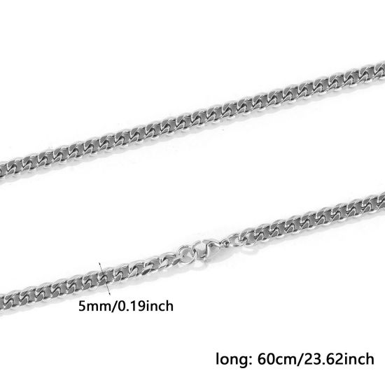 卸売り 喜平チェーン ネックレス、 シルバートーン 304ステンレス鋼、 レディース エコフレンドリー シンプル ファッション おしゃれ プレゼント小売宝飾 60cm長さ、 1 本 の画像