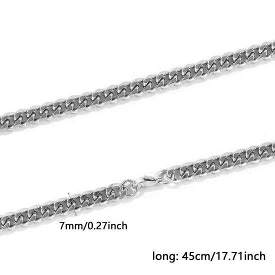 卸売り 喜平チェーン ネックレス、 シルバートーン 304ステンレス鋼、 レディース エコフレンドリー シンプル ファッション おしゃれ プレゼント小売宝飾 45cm長さ、 1 本 の画像