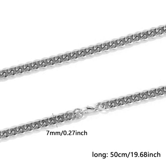 卸売り 喜平チェーン ネックレス、 シルバートーン 304ステンレス鋼、 レディース エコフレンドリー シンプル ファッション おしゃれ プレゼント小売宝飾 50cm長さ、 1 本 の画像