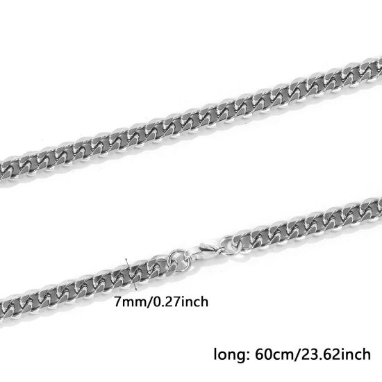 卸売り 喜平チェーン ネックレス、 シルバートーン 304ステンレス鋼、 レディース エコフレンドリー シンプル ファッション おしゃれ プレゼント小売宝飾 60cm長さ、 1 本 の画像