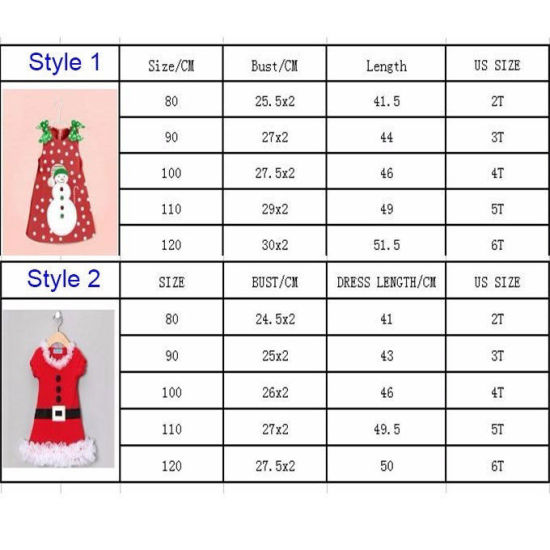 Image de 1 Pièce Robe Enfants en Coton Rouge Bonhomme de Neige de Noël Nœuds Papillons 80cm