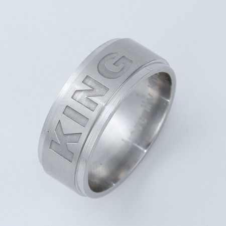 Acero Inoxidable No Ajustable Anillos Tono de Plata Mensaje " King " 17.5mm (US size 7.25), 1 Unidad