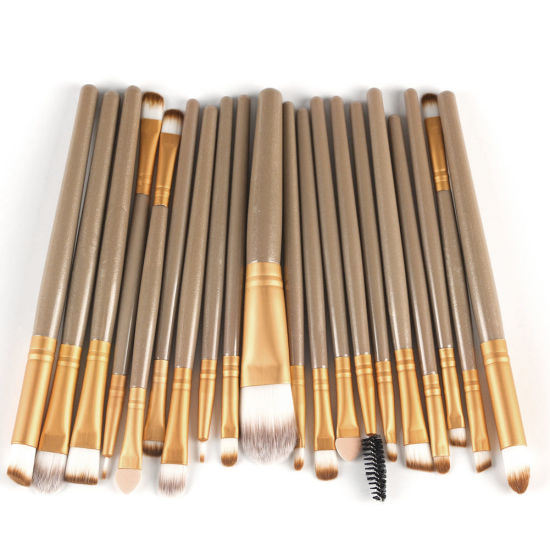 ブラウン-ナイロン＆プラスチックソフトファー化粧ブラシ 化粧ツール15.7cm（6 1/8 "）-13.7cm（5 3/8"）長さ、20 個/1セット   の画像
