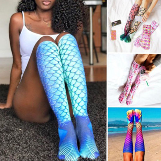 綿 レディース ストッキング 人魚 うろこ 1 足 の画像
