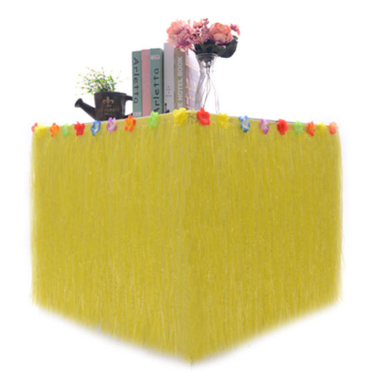 プラスチック テーブル スカート パーティー デコレーション イエロー 276cm x 75cm、1個 の画像