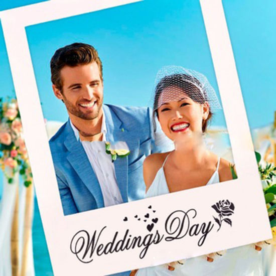 Image de Accessoires de photo de jour de mariage en papier blanc 68 cm x 48 cm, 1 pièce
