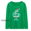 Picture of 1 Set Cotton Polyester Blend Christmas Family Matching Sleepwear Nightwear Pajamas Set Pixie Elf Stripe Green For Kids Children 100cm