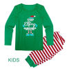 Picture of 1 Set Cotton Polyester Blend Christmas Family Matching Sleepwear Nightwear Pajamas Set Pixie Elf Stripe Green For Kids Children 100cm