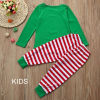 Picture of 1 Set Cotton Polyester Blend Christmas Family Matching Sleepwear Nightwear Pajamas Set Pixie Elf Stripe Green For Kids Children 100cm