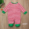 Picture of 1 Set Cotton Polyester Blend Christmas Family Matching Sleepwear Nightwear Pajamas Set Pixie Elf Stripe Green For Kids Children 100cm