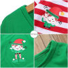 Picture of 1 Set Cotton Polyester Blend Christmas Family Matching Sleepwear Nightwear Pajamas Set Pixie Elf Stripe Green For Kids Children 100cm