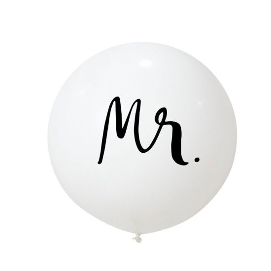 ラテックス 風船パーティーデコレーション 黒 + 白 文字" Mr" 1 パック ( 100個/パック） の画像