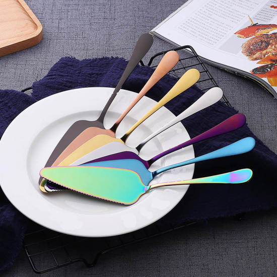 Image de Outil de Cuisson Couteau à Gâteau à Tarte Dentelé en Acier Inoxydable Or Rose 22.2cm x 4.7cm, 1 Pièce