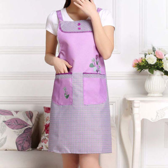 Image de Tablier en Tissu Violet Feuilles de Fleur Hydrofuge 77cm x 70cm, 1 Pièce