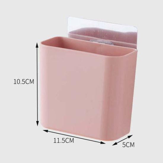 Image de 1 Pièce Support de Brosse à Dents et Dentifrice en Polypropylène Fixation Murale Rose Rectangle 11.5cm x 10.5cm