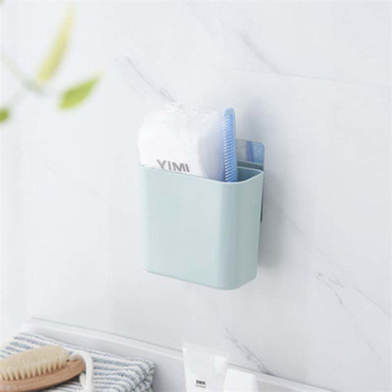 Image de 1 Pièce Support de Brosse à Dents et Dentifrice en Polypropylène Fixation Murale Rose Rectangle 11.5cm x 10.5cm