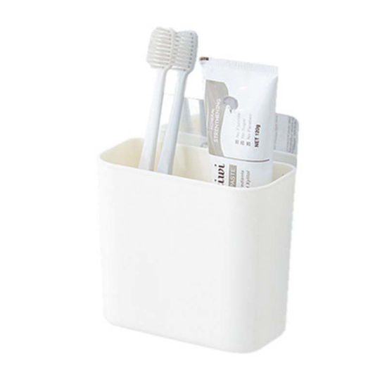Image de 1 Pièce Support de Brosse à Dents et Dentifrice en Polypropylène Fixation Murale Rose Rectangle 11.5cm x 10.5cm