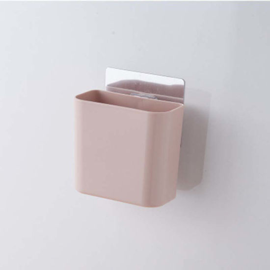 Image de 1 Pièce Support de Brosse à Dents et Dentifrice en Polypropylène Fixation Murale Rose Rectangle 11.5cm x 10.5cm