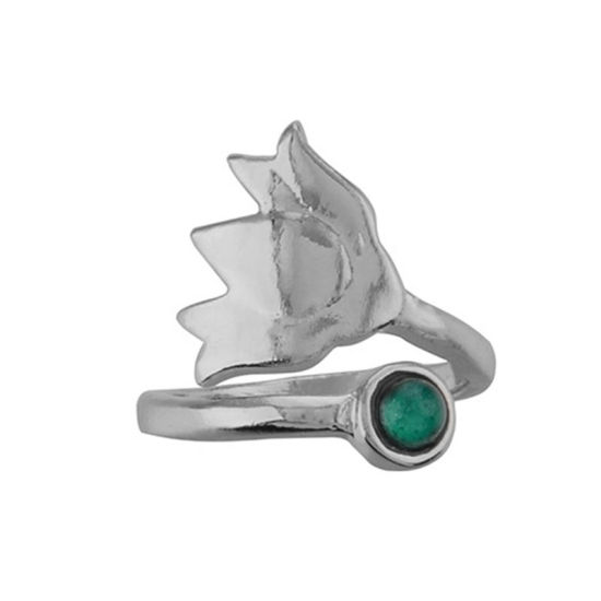 オープンタイプ 調整可能 トーリング 足指リング 足指輪 蓮花 シルバートーン 緑 18mm x 16mm、 1 個 の画像