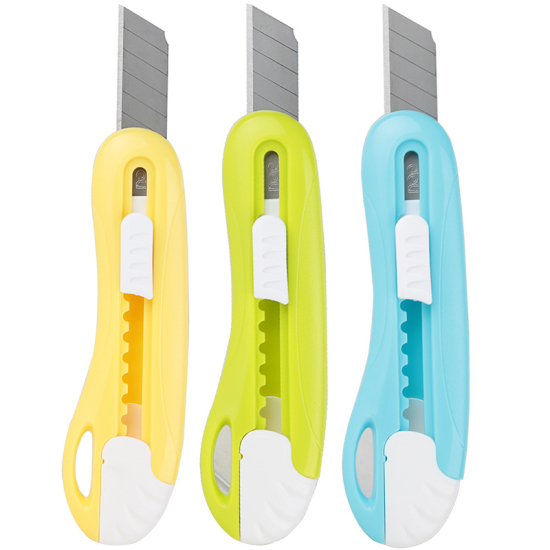 Image de Couteau à Lame Rétractable en Acier Inoxydable+Plastique Couleur au Hasard 10cm x 3cm, 2 Pcs